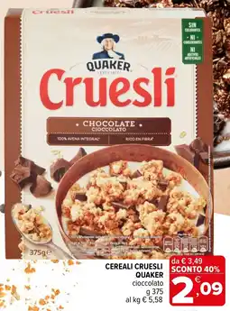Iperal Cereali cruesli QUAKER offerta