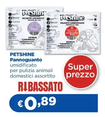 PETSHINE Pannoguanto umidificato per pulizia animali domestici