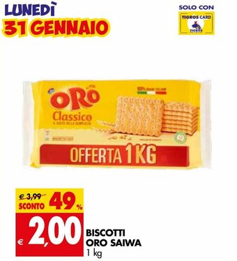 Tigros Oro Saiwa Biscotti 1kg offerta
