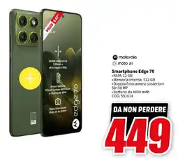MediaWorld motorola Smartphone Edge 70 offerta