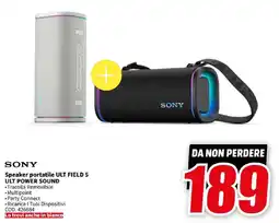 MediaWorld SONY Speaker portatile ULT FIELD 5 ULT POWER SOUND offerta