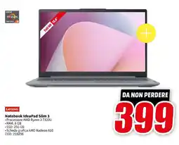 MediaWorld Lenovo Notebook IdeaPad Slim 3 offerta