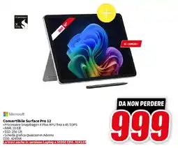 MediaWorld Microsoft Convertibile Surface Pro 12 offerta