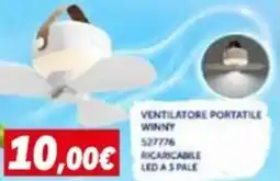 Orizzonte VENTILATORE PORTATILE WINNY 527776 RICARICABILE LED A 3 PALE offerta