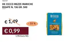 Prezzemolo e Vitale De cecco mezze maniche rigate n. 136 offerta