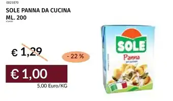 Prezzemolo e Vitale Sole panna da cucina offerta