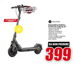 MediaWorld Segway-Ninebot Monopattino Elettrico E3 Pro con ruote da 10" offerta