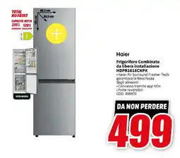 MediaWorld Haier Frigorifero Combinato da libera installazione HDPR1618CNPK offerta