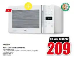 MediaWorld Whirlpool Forno a microonde MCP349WH offerta