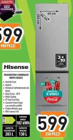 Unieuro Hisense FRIGORIFERO COMBINATO RB5P410SACC offerta
