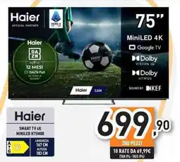 Unieuro Haier SMART TV 4K MINILED H75M80 offerta