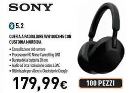 Unieuro SONY CUFFIA A PADIGLIONE WH1000XM5 CON CUSTODIA MORBIDA offerta