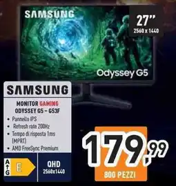Unieuro SAMSUNG MONITOR GAMING ODYSSEY G5-653F offerta