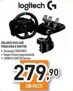 Unieuro Logitech volante G923 con pedaliera e shifter offerta