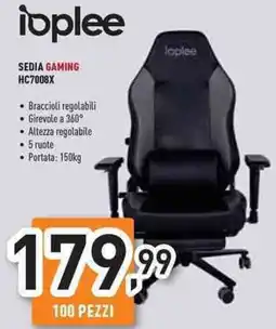 Unieuro Ioplee sedia gaming HC7008X offerta