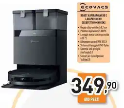 Unieuro Ecovacs robot aspirapolvere e lavapavimenti deebot T50 omni GEN2 offerta