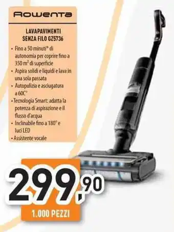 Unieuro Rowenta lavapavimenti senza filo GZ5736 offerta