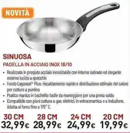 Unieuro Sinuosa padella in acciaio inox 18/10 offerta