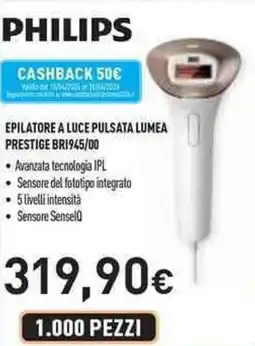 Unieuro PHILIPS EPILATORE A LUCE PULSATA LUMEA PRESTIGE BR1945/00 offerta