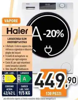 Unieuro Haier LAVASCIUGA SLIM HWD90BP14929AS offerta