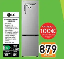Unieuro LG FRIGORIFERO COMBINATO GBBS322APY offerta