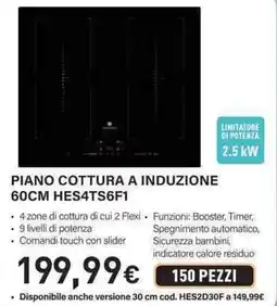 Unieuro Electroline PIANO COTTURA A INDUZIONE 60CM HES4TS6F1 offerta