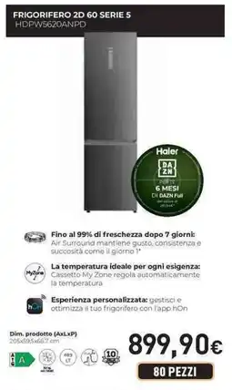 Unieuro Haier FRIGORIFERO 2D 60 SERIE 5 HDPW5620ANPD offerta