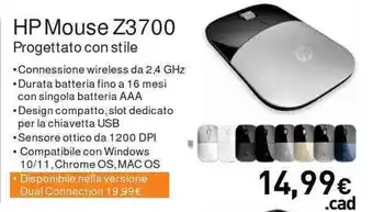 Unieuro HP Mouse Z3700 offerta