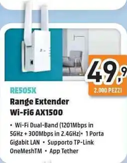 Unieuro tp-link RE505X Range Extender Wi-Fi6 AX1500 offerta