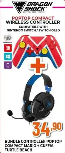 Expert Dragon shock bundle controller poptop compact mario + cuffia turtle beach offerta
