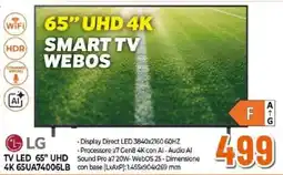 Expert LG TV LED 65" UHD 4K 65UA74006LB offerta