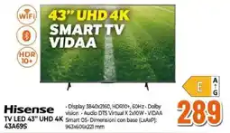 Expert Hisense TV LED 43" UHD 4K 43A69S offerta