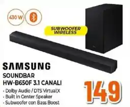 Expert SAMSUNG SOUNDBAR HW-B650F 3.1 CANALI offerta