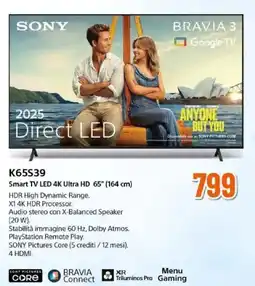 Expert SONY K65S39 Smart TV LED 4K Ultra HD 65" offerta