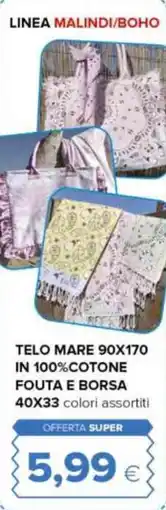 Oasi Telo mare 90x170 in 100% cotone fouta e borsa 40x33 offerta