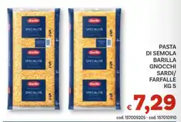Vivo Supermercati Pasta di semola barilla gnocchi sardi/ farfalle offerta