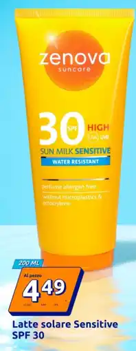 Action Zenova Latte solare Sensitive SPF 30 offerta