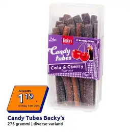 Action Candy Tubes Becky's offerta