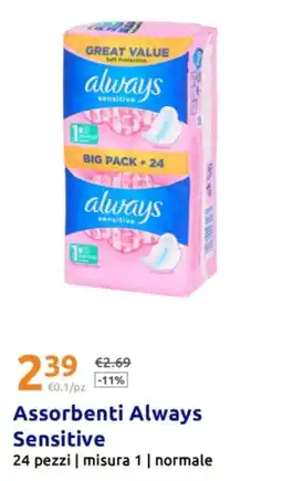 Action Assorbenti Always Sensitive offerta