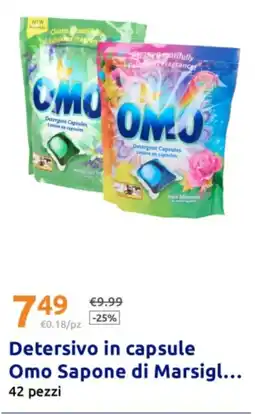 Action Detersivo in capsule Omo Sapone di Marsigl offerta