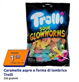 Action Caramelle aspre a forma di lombrico Trolli offerta