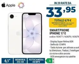 Sinergy Apple SMARTPHONE IPHONE 17 E offerta