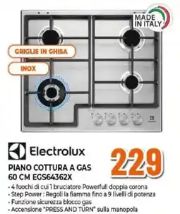 Expert Electrolux PIANO COTTURA A GAS 60 CM EGS64362X offerta