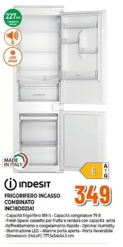 Expert INDESIT FRIGORIFERO INCASSO COMBINATO INC18D021A1 offerta