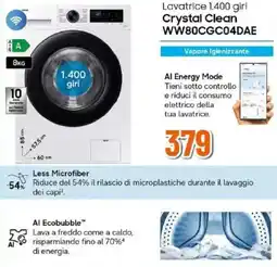 Expert SAMSUNG Lavatrice 1.400 giri Crystal Clean WW80CGC04DAE offerta