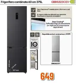 Expert LG Frigorifero combinato 60 cm 375L GBBS323CEV offerta