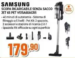 Expert Samsung scopa ricaricabile senza sacco jet 65 PET VS15A60AGR5 offerta