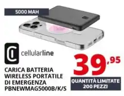 Comet Cellularline carica batteria wireless portatile di emergenza PBNEWMAG5000B/K/S offerta