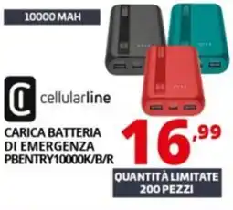 Comet Cellularline carica batteria di emergenza PBENTRY10000K/B/R offerta