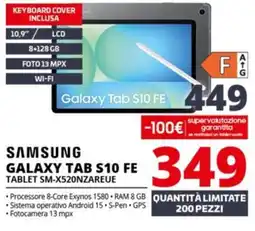 Comet SAMSUNG GALAXY TAB S10 FE TABLET SM-X520NZAREUE offerta